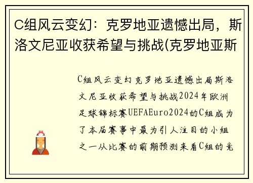 C组风云变幻：克罗地亚遗憾出局，斯洛文尼亚收获希望与挑战(克罗地亚斯洛文尼直播)